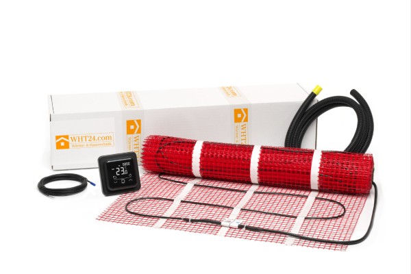 Elektrische Fußbodenheizung 150 W Komplett-Set für Fliesen mit WIFI-Thermostat schwarz